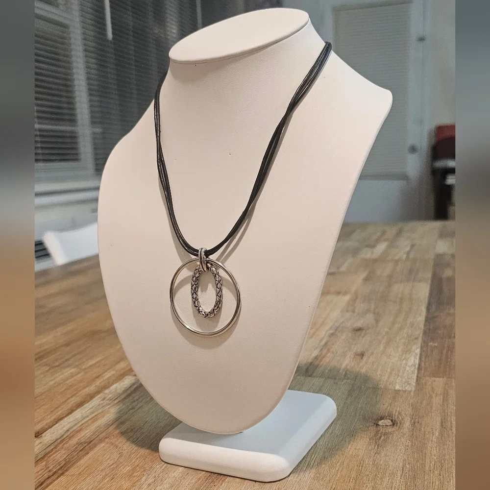 One of a kind Double Leather Strand & Two Piece Silver Pendant for Men